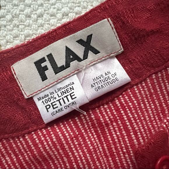 FLAX Red White Striped Long Sleeves Tunic Top Women’s Petite - Picture 8 of 8